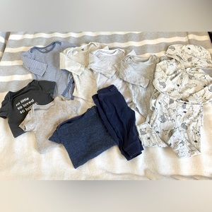 New & EUC boys 6-9 month bundle long sleeve onesies, pants, and tracksuit